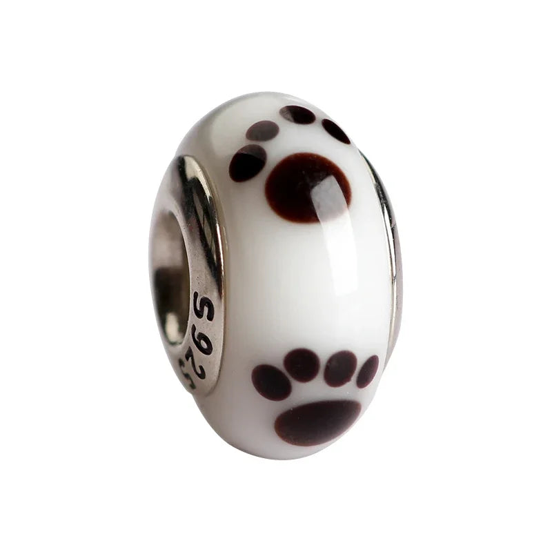 2025 Classic 925 Sterling Silver Colored Flower & Leaf Murano Glass Charm Beads | DIY Bracelet