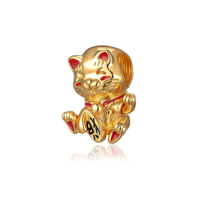 Hot Sale Gold Plated Heart & Chinese Dragon Charm Beads | Fashion Jewelry for Original Silver Bracelets