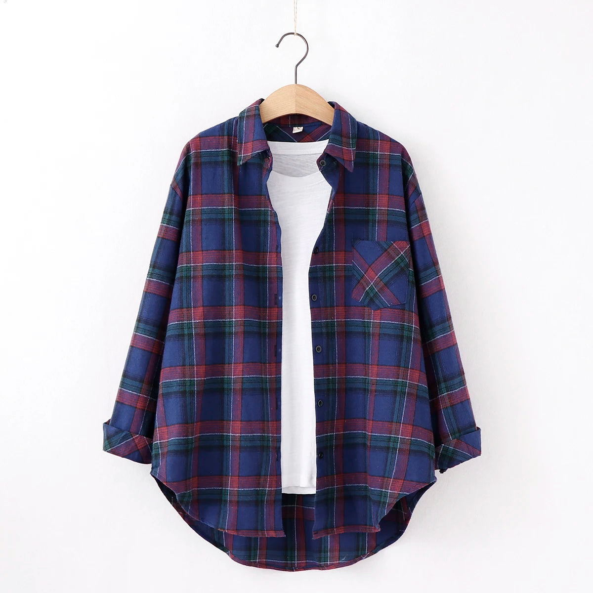 Fresh Flannel Plaid Shirt for Women | 2025 Loose Cotton Long Sleeve Casual Blouse & Top