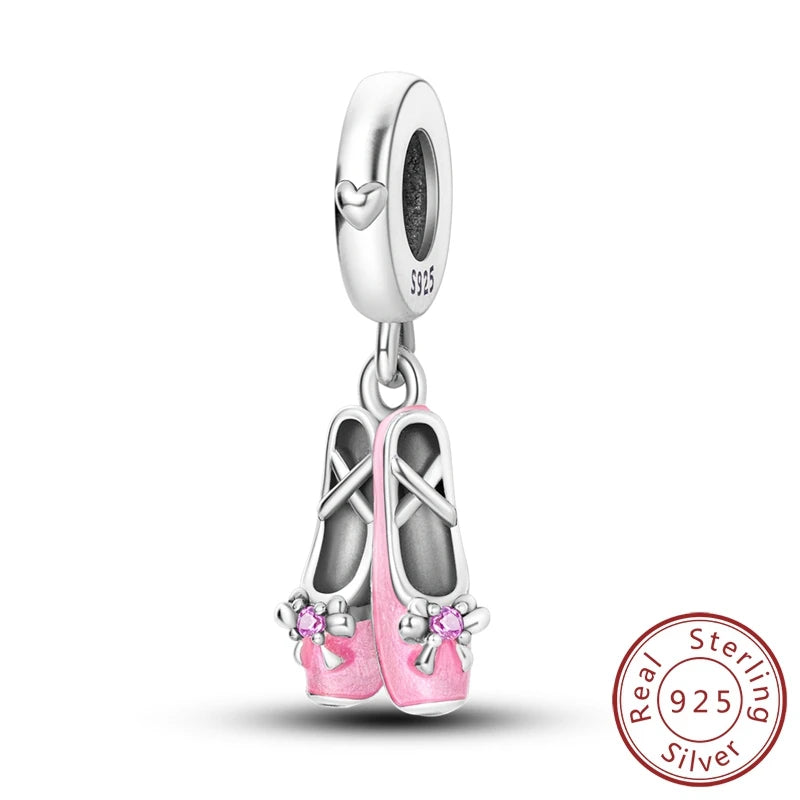 925 Sterling Silver Ballet Shoes & Perfume Bottle Charms | Bow Beads Fit Original Bracelet Pendant DIY Fine Jewelry for Women