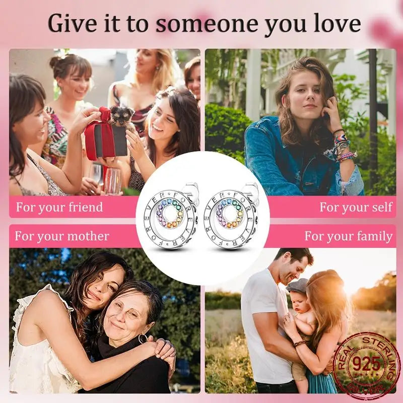 925 Sterling Silver Double Hoop Earrings for Women | Pave CZ Dangle Fashion Jewelry Gift for Engagement & Anniversary