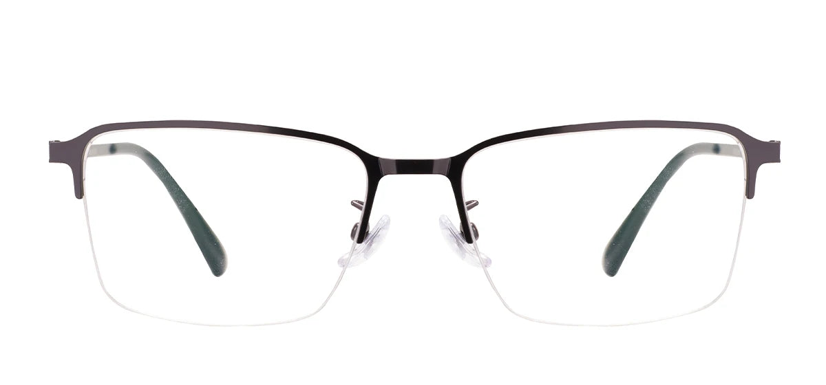 Metal Half Rim Rectangular Browline Glasses Frame for Men – Business & Prescription Eyewear