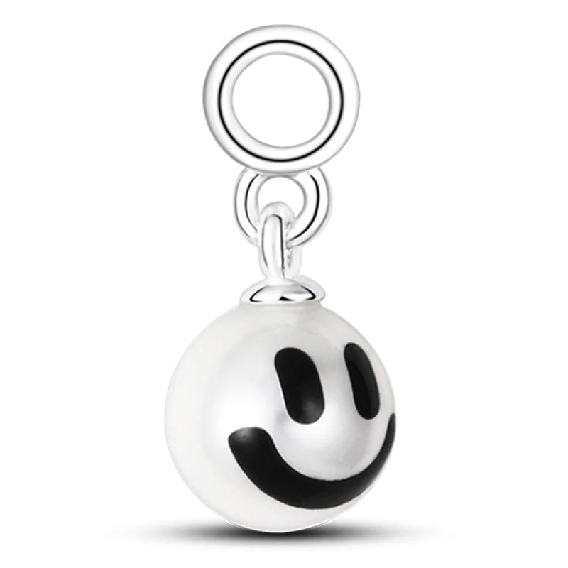 925 Sterling Silver Colorful Charms – Rose, Crown, Rainbow & Heart Dangle Beads Fit Pandora Bracelet & Necklace