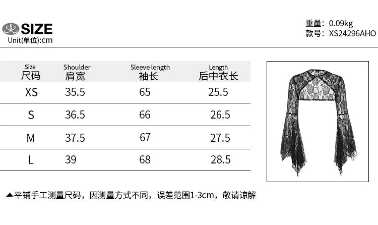 Dark Black Goth Top | Women’s Vintage Flared Sleeve Gothic T-Shirt Y2K Party Wear