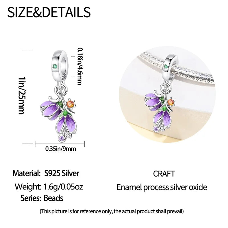 2025 925 Silver Daisy Tulip Pansy Flower Charms Bead | Fit 3mm Original Bracelets DIY Jewelry Gift