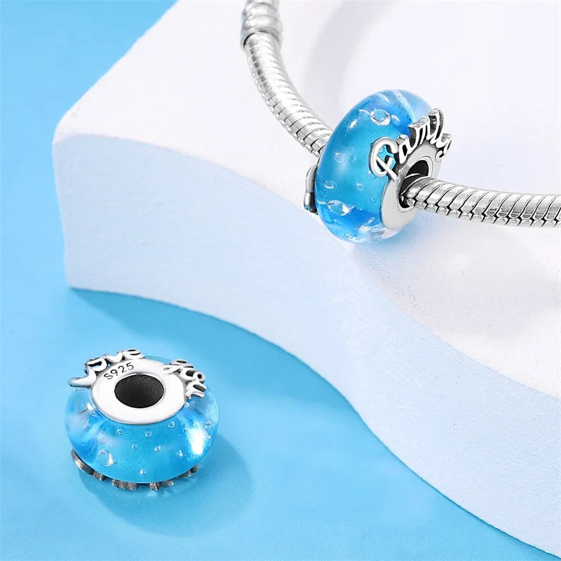 925 Sterling Silver Round Colored Zircon Spacer Beads – Fits Pandora Original Bracelets DIY Exquisite Party Jewelry