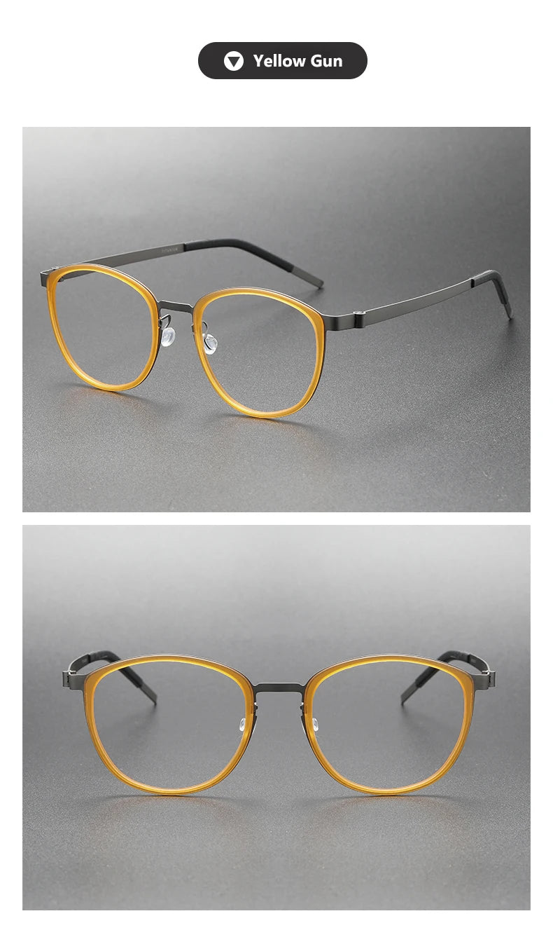 Ultralight Acetate Titanium Glasses 👓 Screwless Round Frame Eyewear