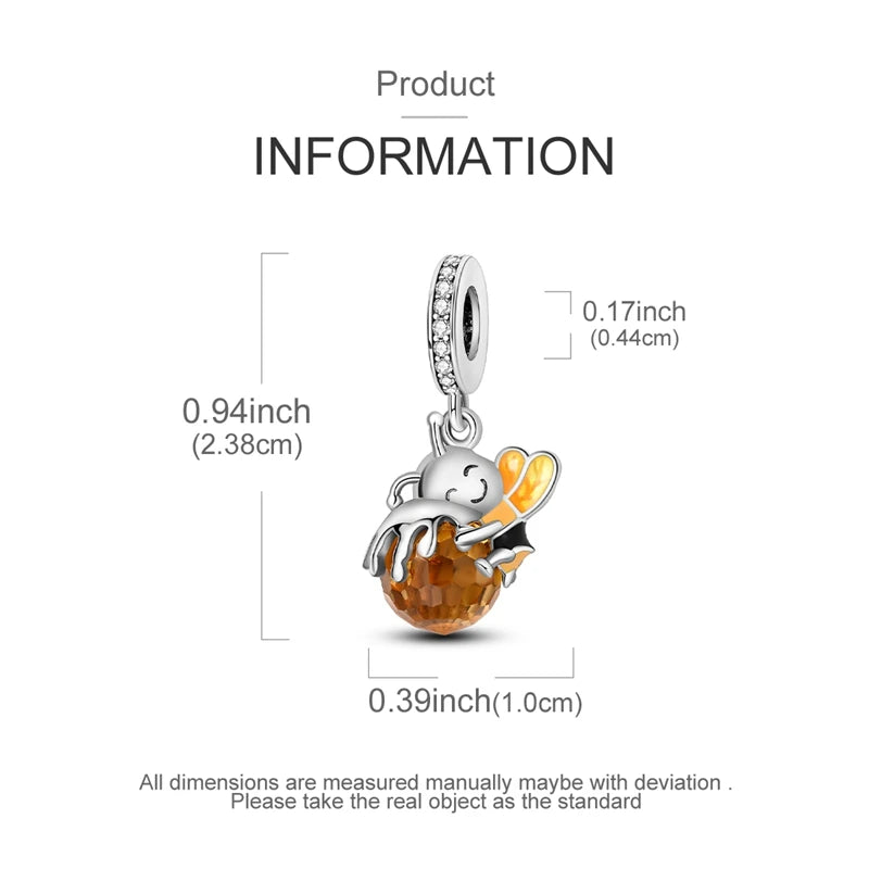 925 Sterling Silver Luminous Golden Firefly Charms | Sparkling Bee & Cat Dangle Beads Fit Original Bracelet DIY Jewelry Gift