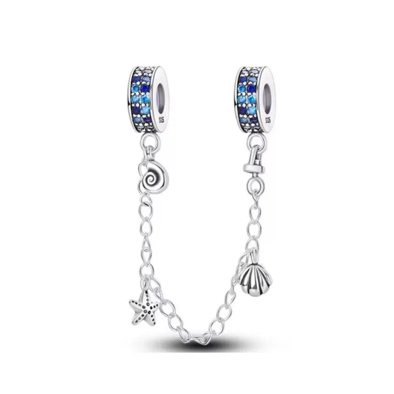 925 Sterling Silver Butterfly, Moon & Life Tree Safety Chain | Fits Original Bracelet DIY Jewelry Accessory