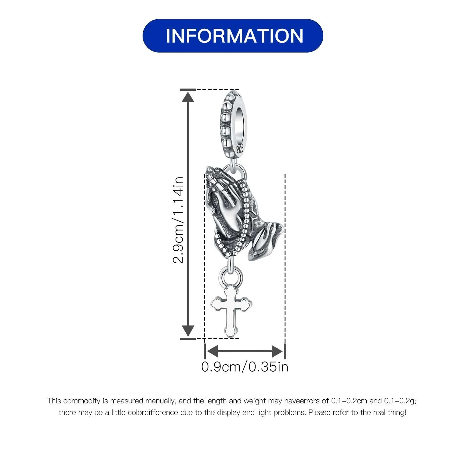 925 Sterling Silver Jesus Religious Symbol Charm Bead | Faith Pendant for Original Bracelet DIY Jewelry Gift