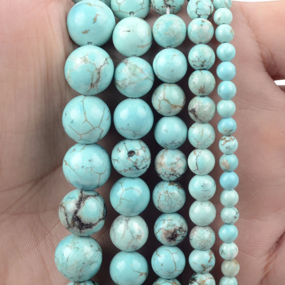 Natural Stone Beads 4 6 8 10mm Tiger Eye Lava Amazonite Turquoise Agate Jasper Beads for DIY Jewelry Making