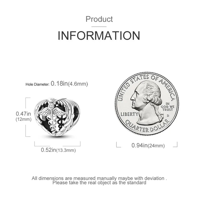 925 Sterling Silver Inlaid Zircon Love Heart & Snake Dangle Charm – Fits Original Pandora Bracelet, Women’s Jewelry Pendant Bead