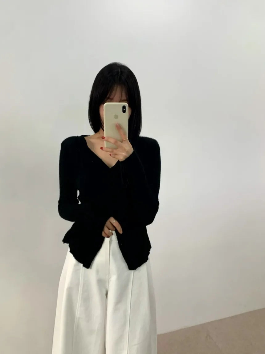 Simple round Ne Button up Knit Sweater Strap Set Casual Sle Polyester Fiber Open Cardigan for Women Autumn Winter ential