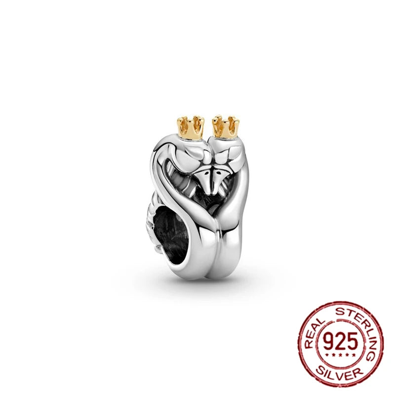 925 Sterling Silver Angel Wings & Swan of Love Heart Charms – Fit Pandora Bracelet DIY Women’s Jewelry Gift