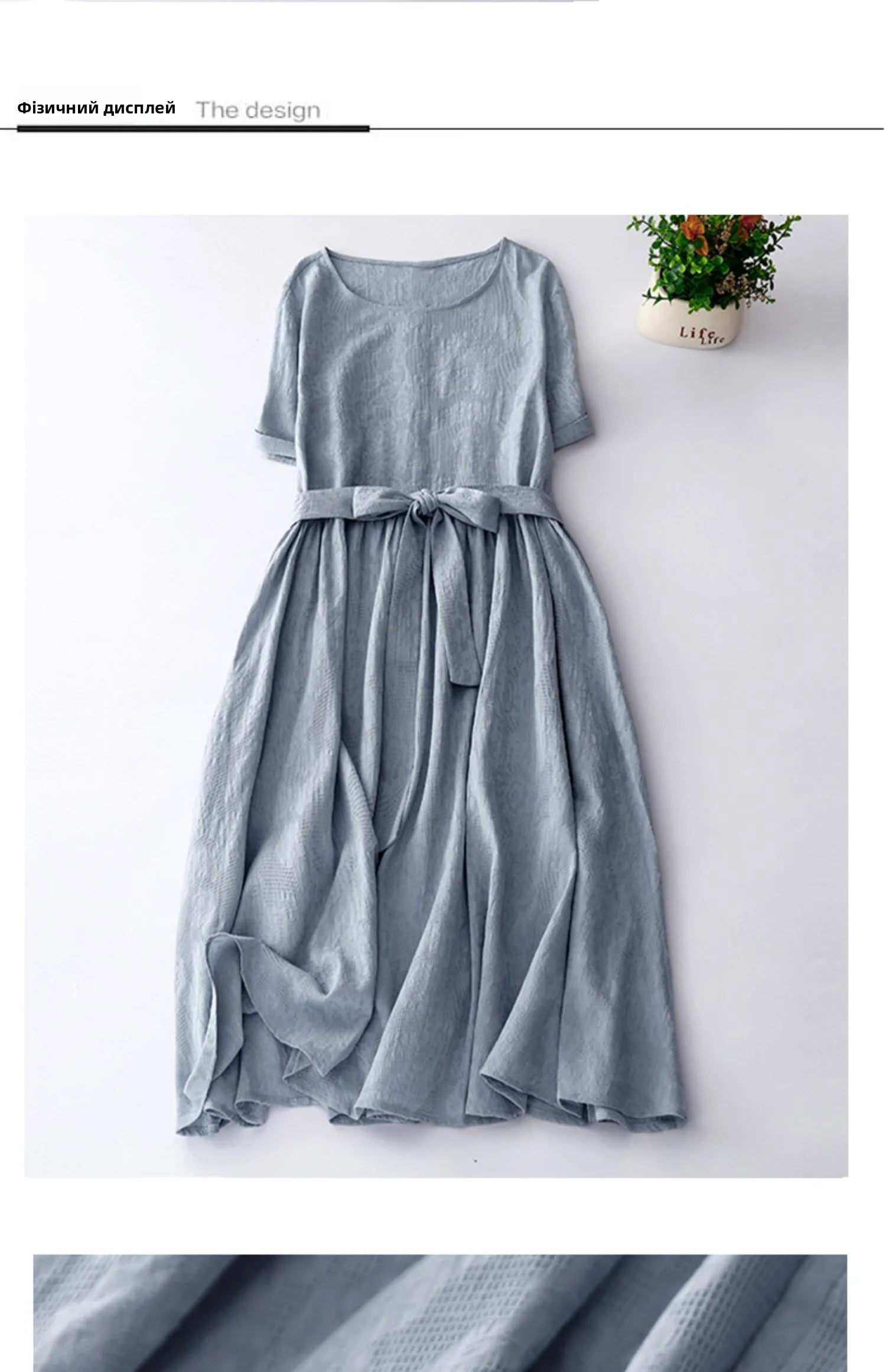 Japanese Style Loose Cotton Linen Dress – Women’s Vintage A-Line Over-Knee Long Dress with Round Neck