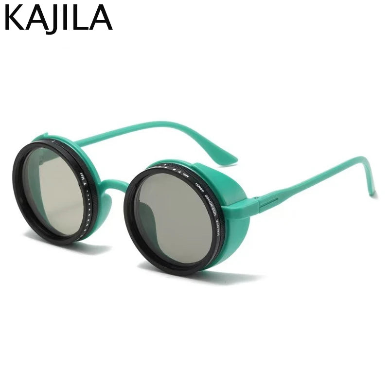 Polarized Adjustable Dimming Round Punk Sunglasses for Men – 2025 Luxury Brand Vintage Steampunk Sun Glasses | UV400 Shades