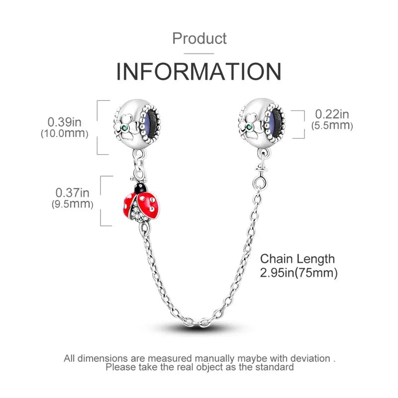 925 Sterling Silver Star Moon Safety Chain Charm | Pandora Fit Jewelry