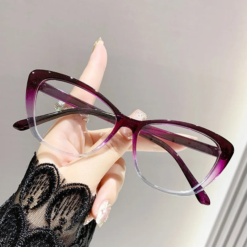 Fashion Ladies Reading Glasses – Trendy Luxury Cat Eye Presbyopia Anti-Blue Light Eyeglasses for Women & Men