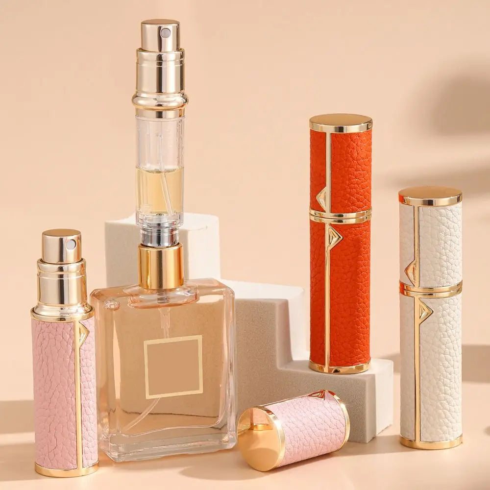 5ML PU Lychee Perfume Bottle – Refillable Bottom-Fill Atomizer | Travel Ultrafine Mist Fragrance Container