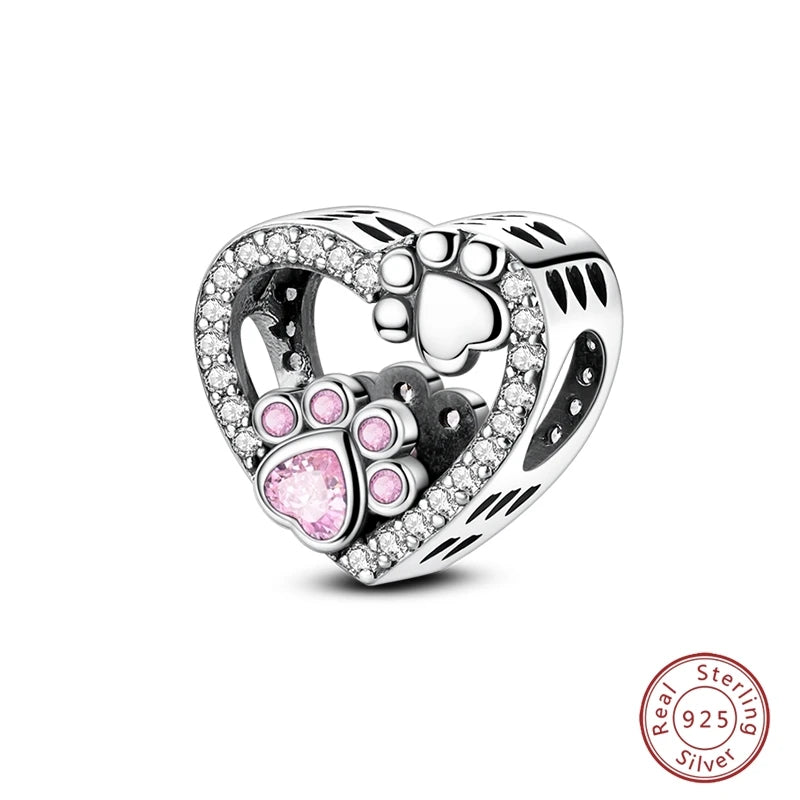 925 Sterling Silver Animal & Love Charms | Cat, Elephant, Bear, Swan & Easter Egg Beads Fit Original 3mm Bracelets DIY Jewelry