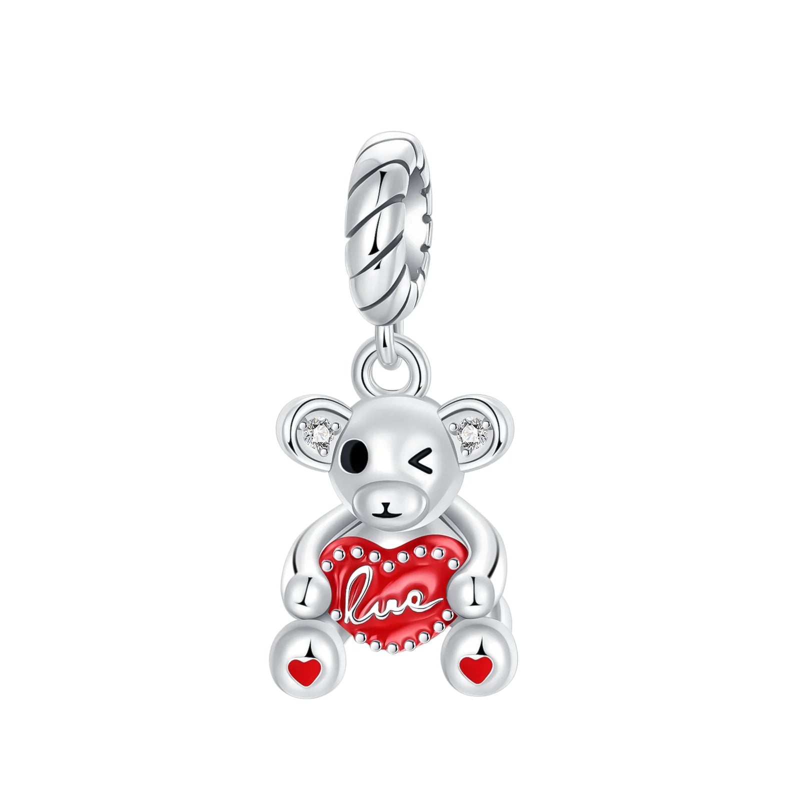 925 Sterling Silver Red Heart Charms | Apple, Rose & Gift Box Beads Fit Original Bracelet Necklace Women Jewelry