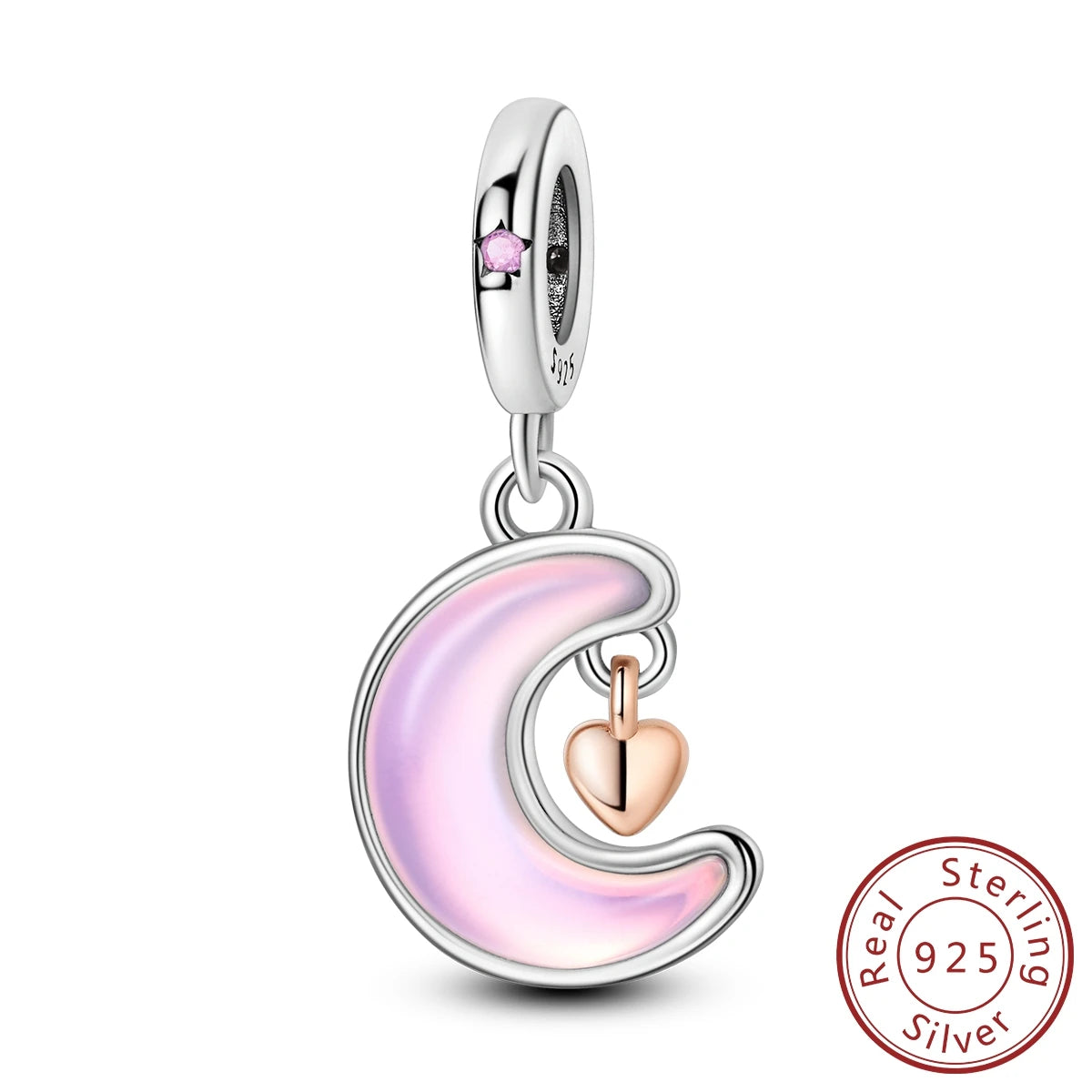 925 Sterling Silver Pink Zircon Heart Cross Charm | Fits Pandora Original Bracelet | Women’s Pendant DIY Jewelry Gift