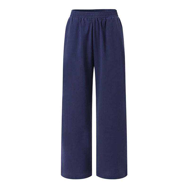 ZANZEA 2025 Women’s Cotton Linen Wide-Leg Pants | Summer Casual Elastic Waist Palazzo Trousers