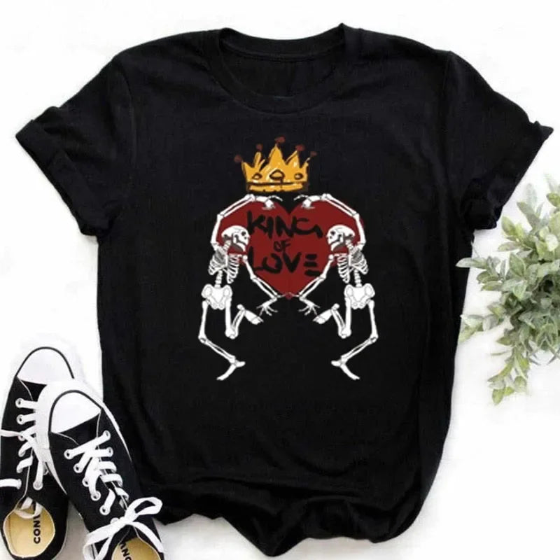 Maycaur Finger Heart Women's T-Shirt | Korean Ulzzang Graphic Tee | 90s Girl Casual Fashion Top