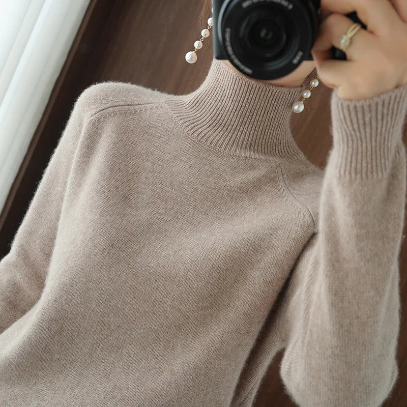 2025 Casual Autumn Winter Women Turtleneck Sweater – Thick Warm Long Sleeve Korean Knit Pullover