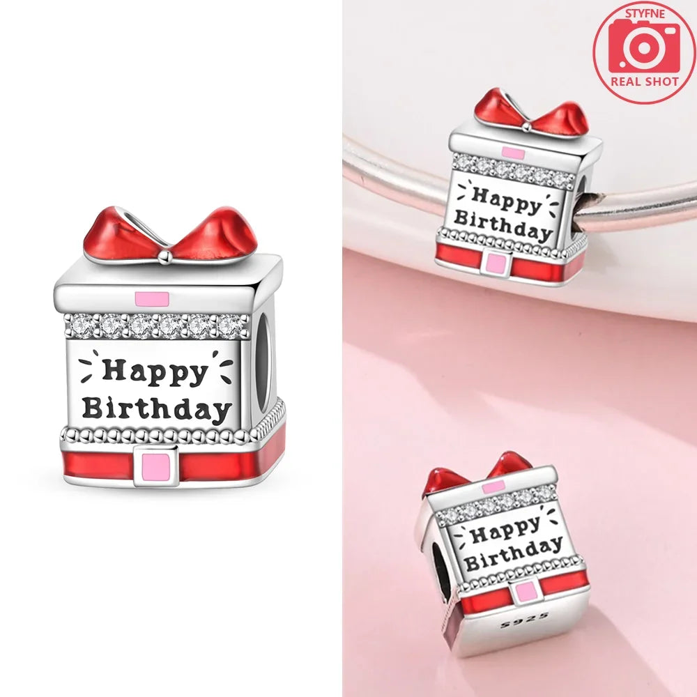 925 Sterling Silver Red Cherry Girl Polka Dot Matryoshka Charms | Bow Beads Fit Original Bracelet DIY Jewelry Gift for Women