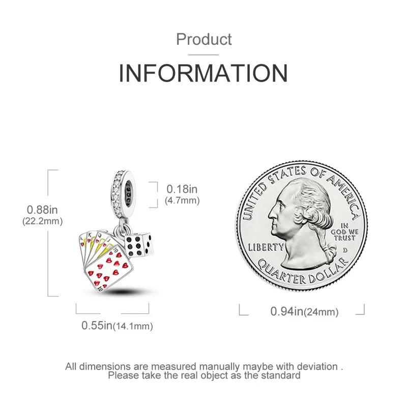 925 Sterling Silver Funny Playable Charms Beads | Smart Watch Tarot Bike Travel Dangle Fit Pandora Bracelet DIY Jewelry