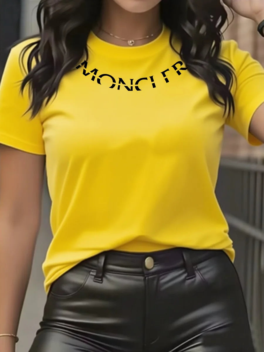 Luxury Brand Women's Graphic T-Shirt | Elegant O-Neck Short Sleeve Casual Fashion Top
