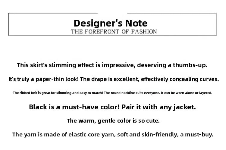 Elegant Knitted Midi Dress for Women – Knee-Length Base Layer Dress, Autumn Winter Polyester One-Step Skirt