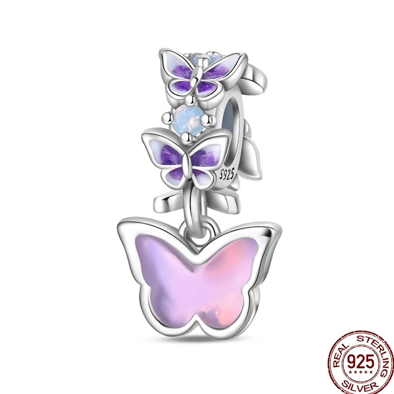 100% 925 Sterling Silver Heart Family Charms with Pumpkin & Pave Zircon Pendant – Fits Original Bracelet DIY Jewelry Gifts