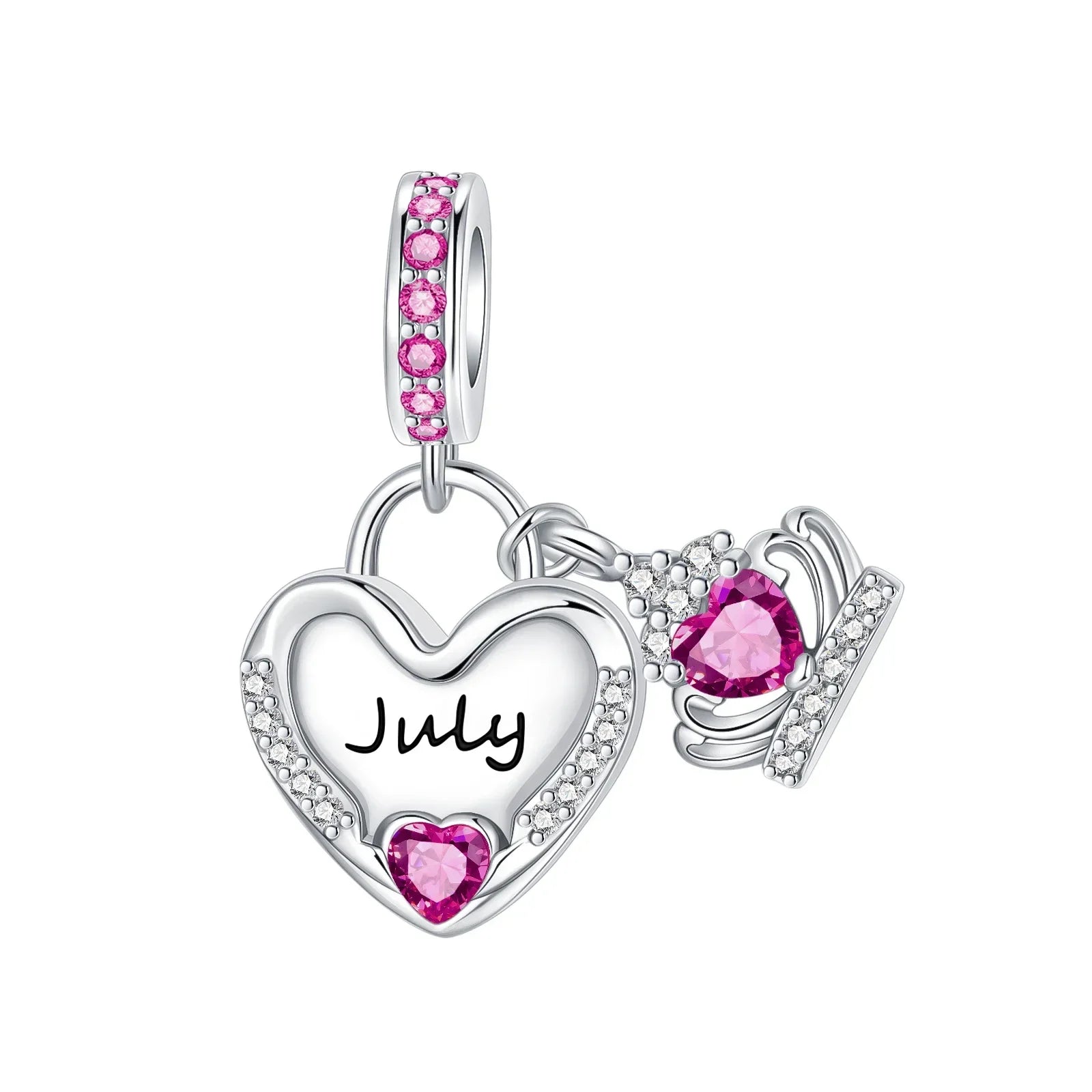 925 Sterling Silver Birthstone Love Pendant Charm | January–December Zircon Bead for Bracelet & Necklace DIY Jewelry Gift