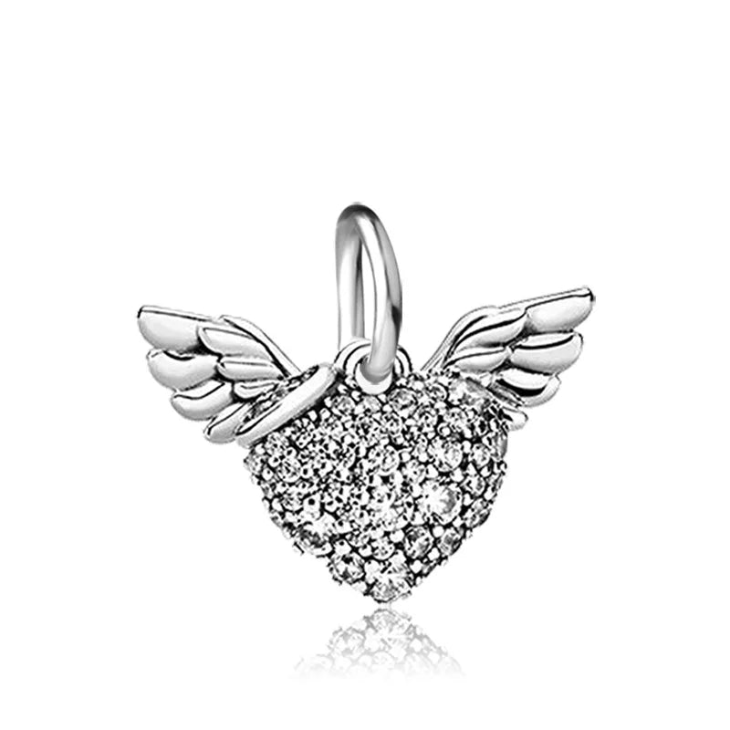 925 Sterling Silver Angel Wings Multi-Color Charm | Fits Original Pandora Bracelet | DIY Ladies Jewelry Accessories