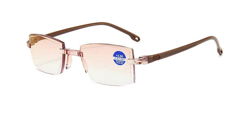 Men & Women Rimless Reading Glasses – Anti Blue Light Bifocal Eyewear for Far & Near Vision | Presbyopic Glasses +1.50/+2.00
