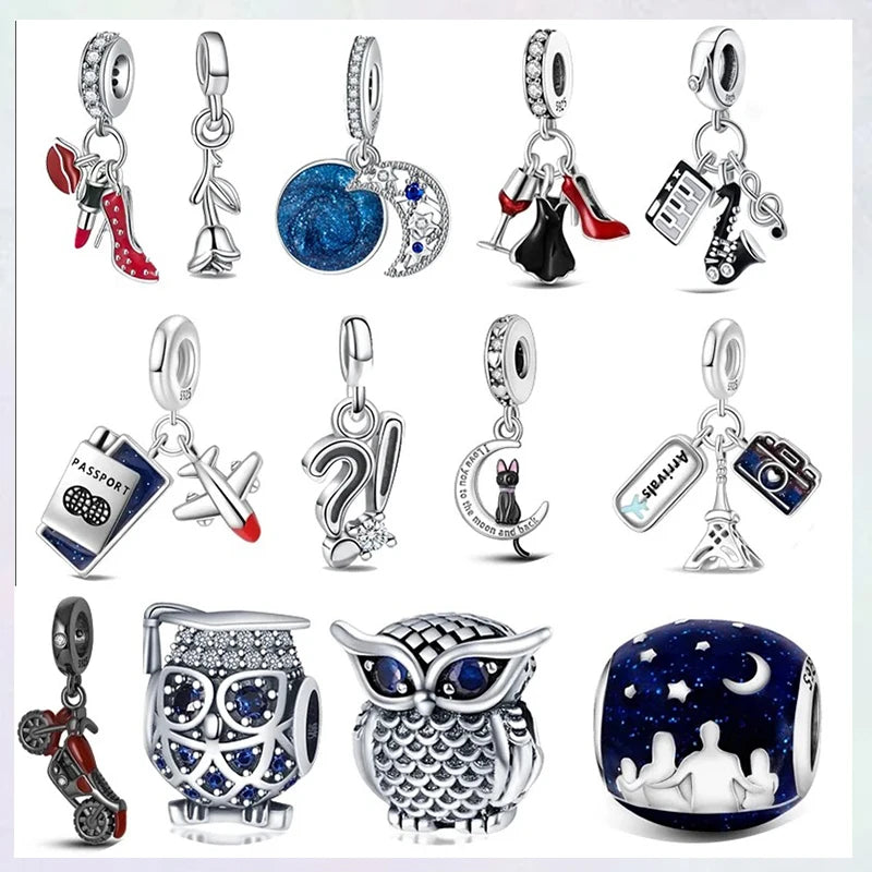 Factory Outlet 925 Sterling Silver Black Cat, Camera & Dog Paw Charms Beads | Fits Pandora Original Bracelet | Fine DIY Jewelry Gift for Friends