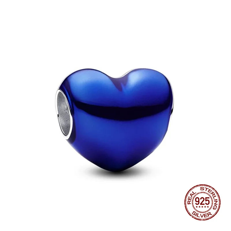 Original 925 Silver Colorful Heart Charm Beads | Fit 3mm Bracelets & Necklaces, Women’s DIY Fine Jewelry Gift