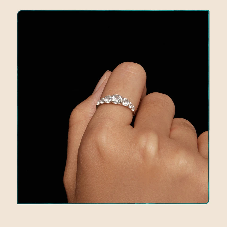 Bamoer D Color VVS1 EX Moissanite Heart Ring – 925 Sterling Silver Engagement & Wedding Jewelry for Women