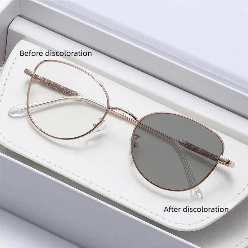 2025 New Fashion Cat Eye Glasses – Popular Non-Face Frame Myopia Eyewear | Light-Discolored Lenses Glasses 050