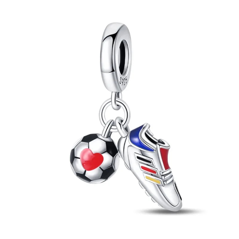 925 Sterling Silver Soccer Trophy Jersey Charm Beads – Fits 3mm Bracelets DIY Jewelry