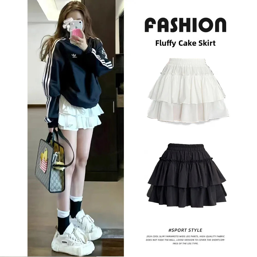 Women’s White Puffy Short Skirt | 2025 Sweet Ballet Cake Skirt | High Waist Slim A-Line Summer Skirt