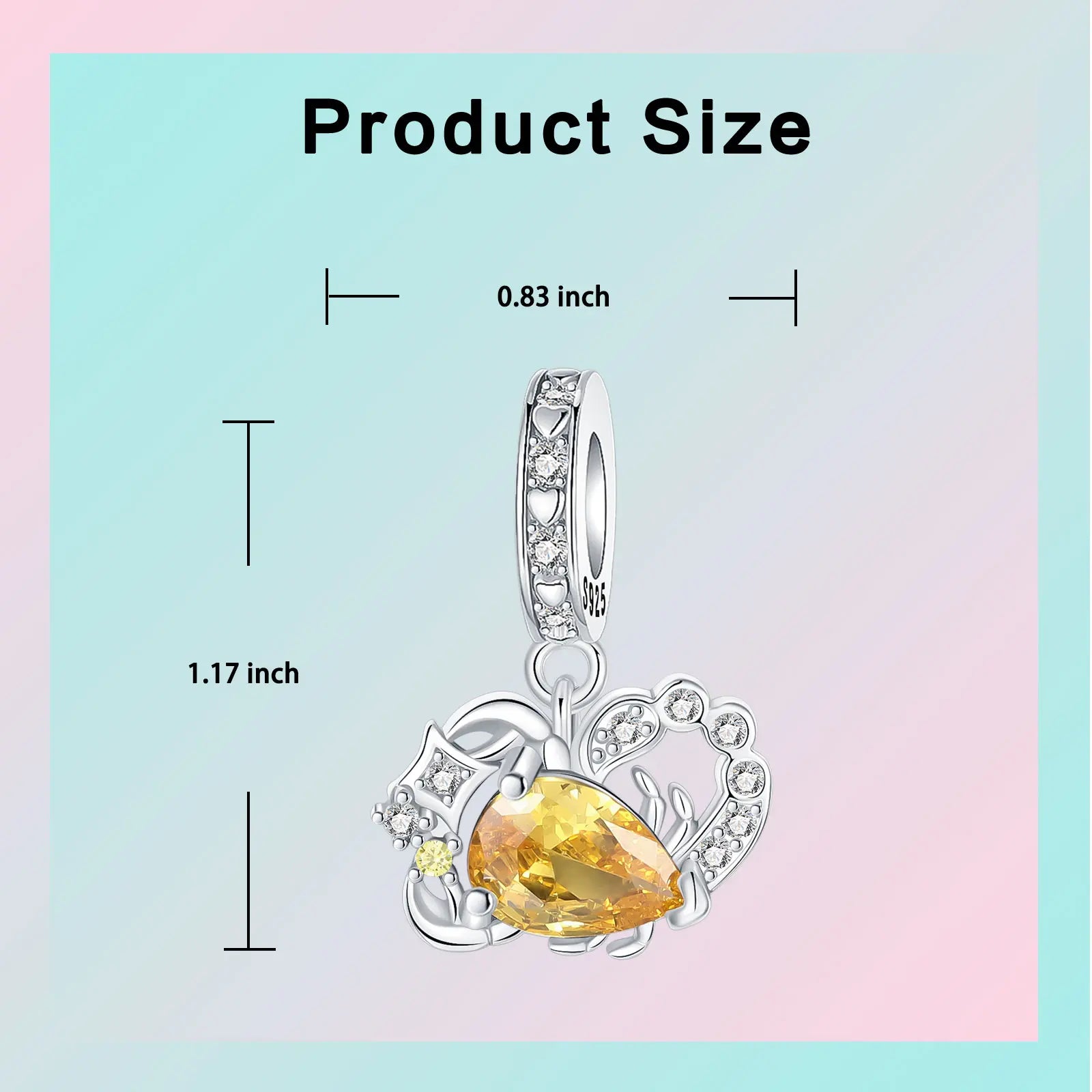 925 Sterling Silver Birthstone Love Pendant Charm | January–December Zircon Bead for Bracelet & Necklace DIY Jewelry Gift