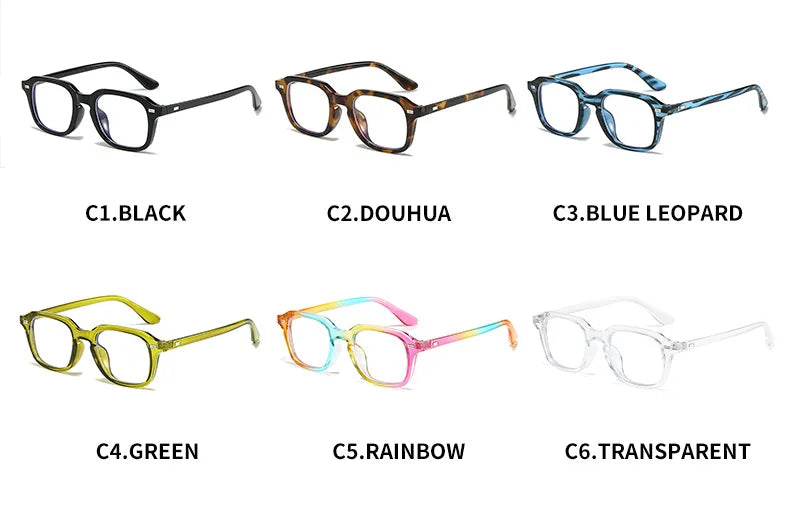 New Square Blue Light Blocking Glasses – Unisex Transparent Frame Eyewear with Rivets | Anti Blue Light Computer Glasses for Men & Women
