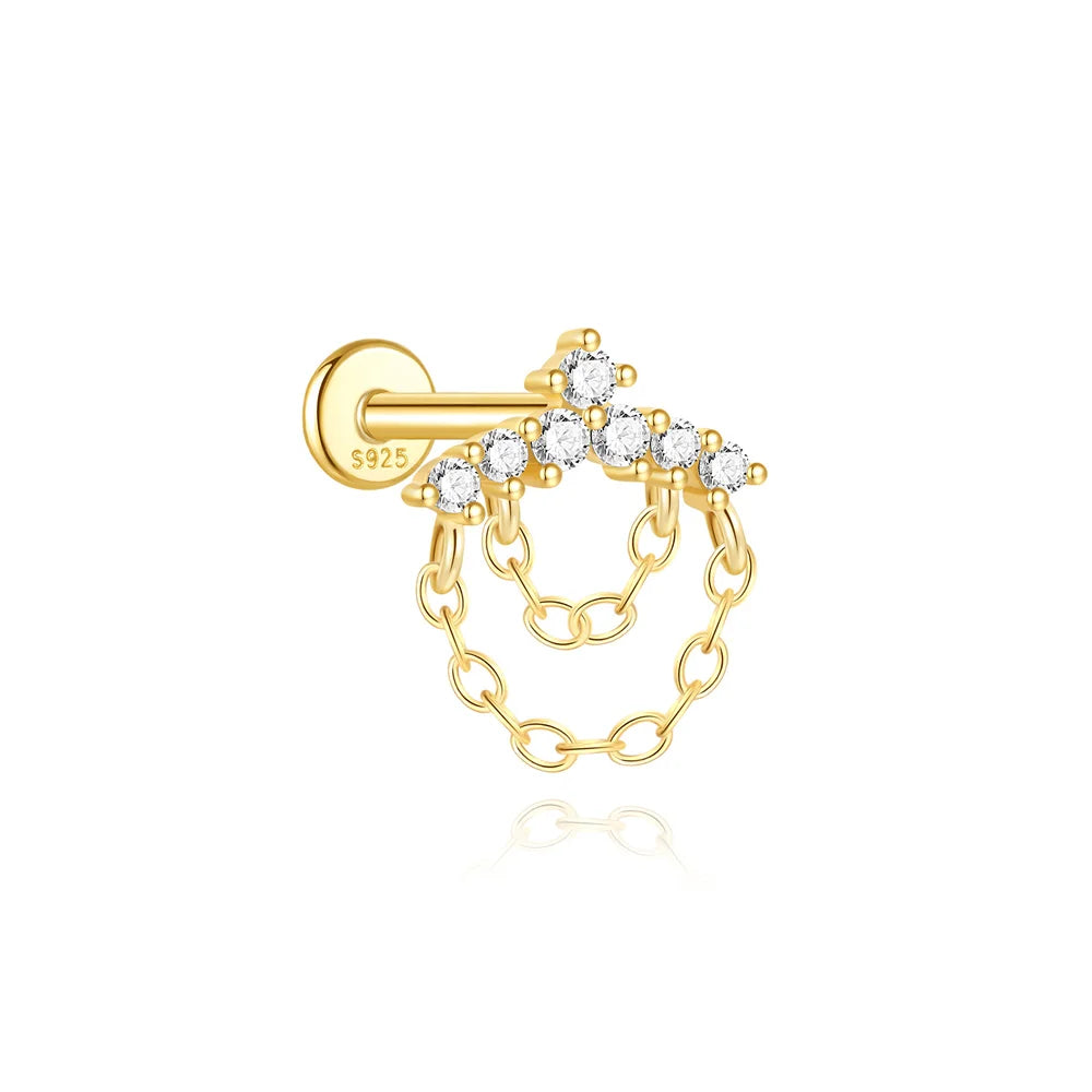 CANNER 925 Sterling Silver Horse Eye Tassel Zircon Drop Earrings – Minimalist Geometric Jewelry for Women