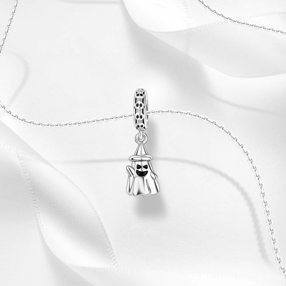 Gothic 925 Sterling Silver Grim Reaper Skull Charm Bead Fit Pandora Bracelet