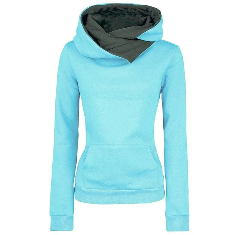 Women’s Spring Autumn Hoodie Tracksuit | Solid Color Long Sleeve Pullover | Casual Warm Hooded Sweatshirt