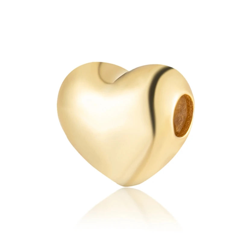 Sparkling Gold Plated Heart & Flower Clip Dangle Charm Beads | Fits Original Snake Bracelet & Necklace | DIY Jewelry Gift for Women