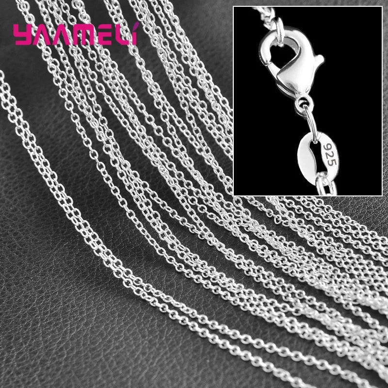 5PCS Authentic 925 Sterling Silver Chain Necklaces | Solid Silver Chains with Lobster Clasps for Men & Women 16–30 Inch